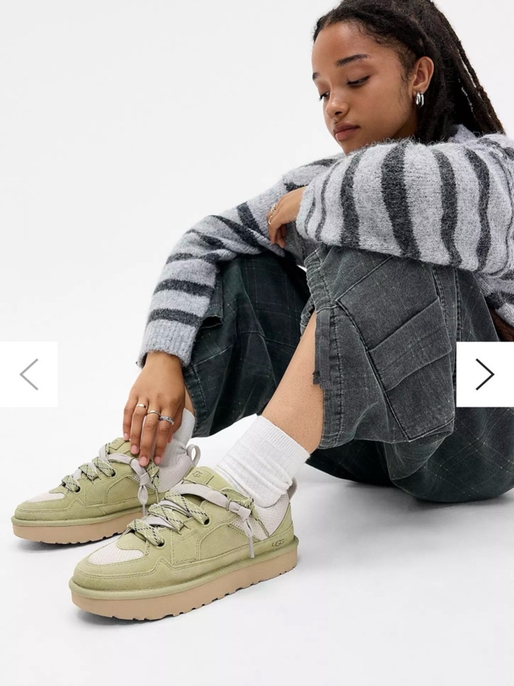 UGG Women's Olive Green Low-Top Sneakers with Beige Sole
